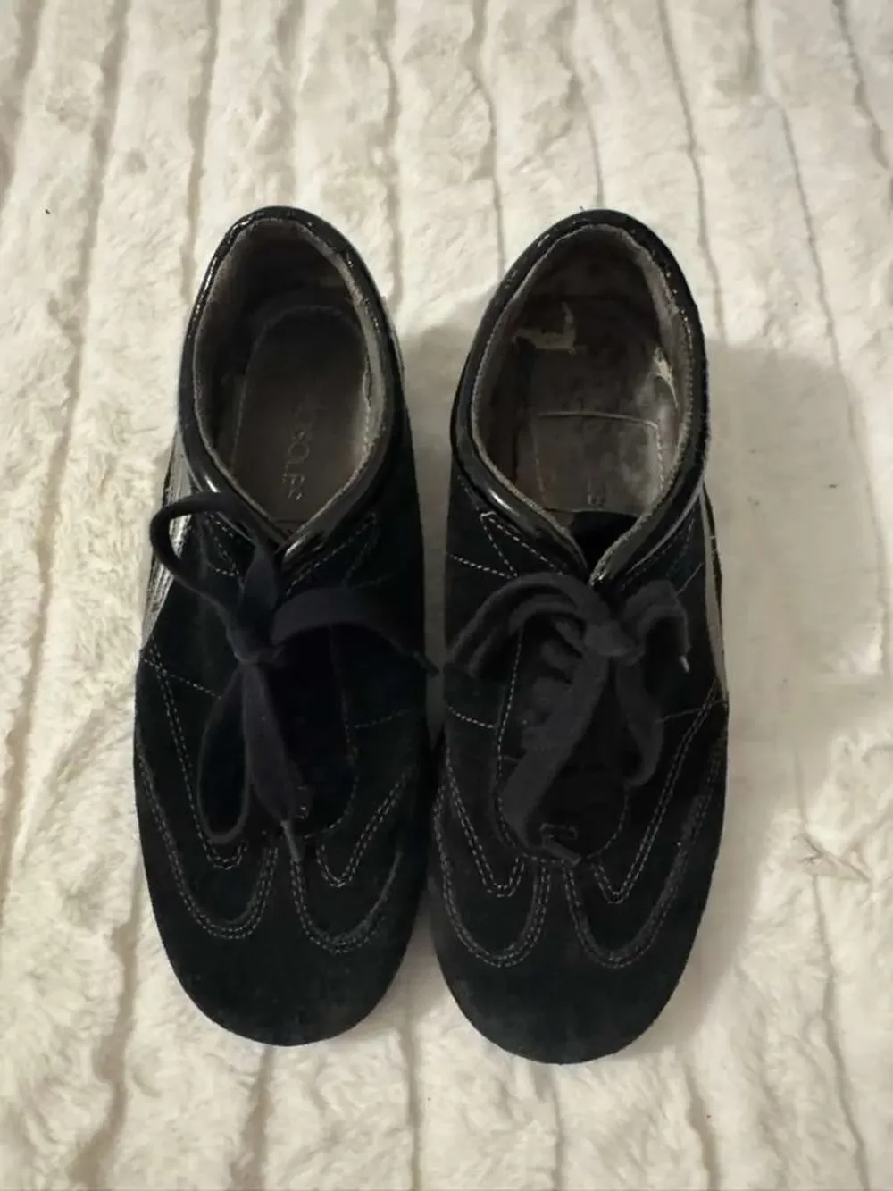 Men's Black Leather Lace Up Casual Shoes Air Cushion Comfort Pre Owned